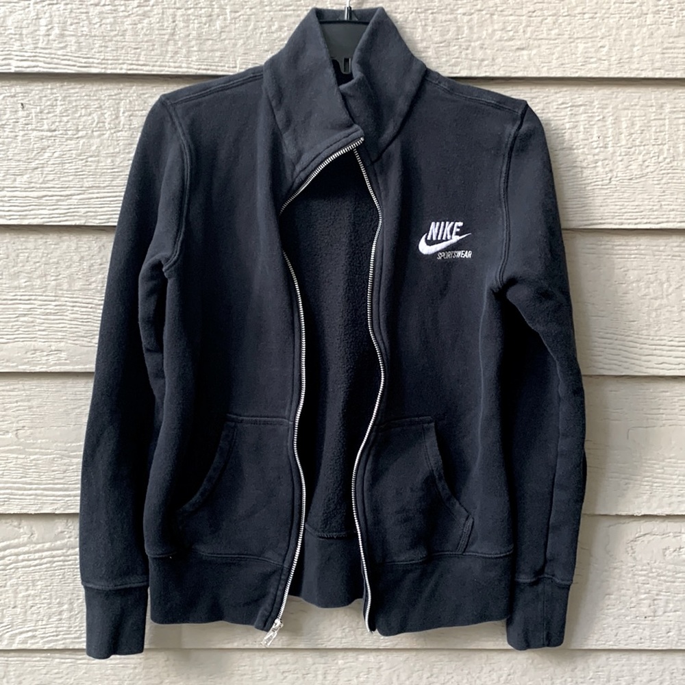Nike Black Zip Up Sweatshirt Silver Zipper